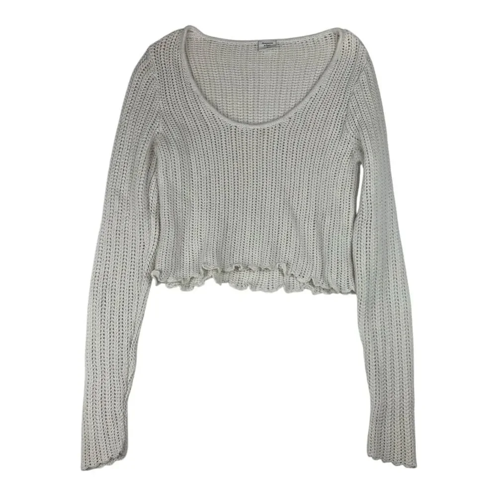Abercrombie & Fitch women's medium loose knit long sleeve Crop Top nautical rela